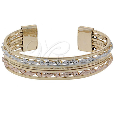 Oro Laminado Individual Bangle, Gold Filled Style Diamond Cutting Finish, Tricolor, 5.232.012 (14 MM Thickness for wholesale, main product view