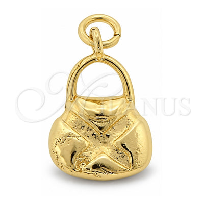 Oro Laminado Fancy Pendant, Gold Filled Style Purse Design, Diamond Cutting Finish, Golden Finish, 5.183.032