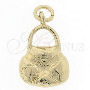 Oro Laminado Fancy Pendant, Gold Filled Style Purse Design, Diamond Cutting Finish, Golden Finish, 5.183.032