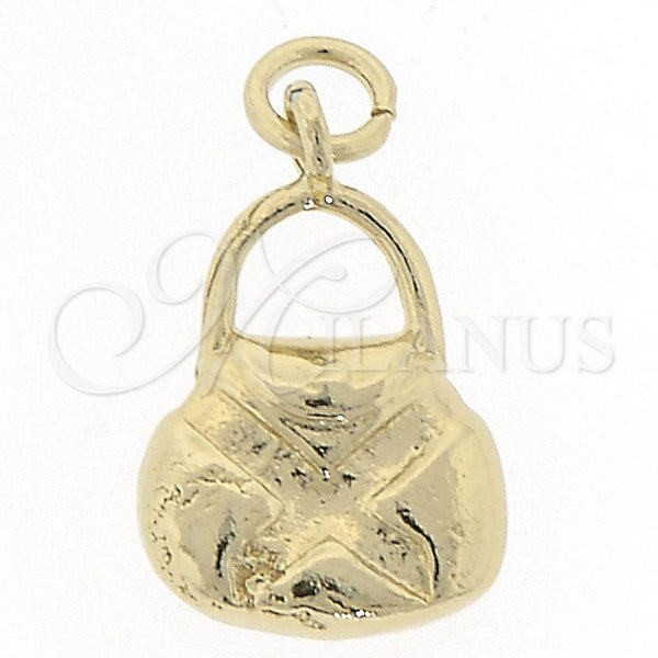 Oro Laminado Fancy Pendant, Gold Filled Style Purse Design, Diamond Cutting Finish, Golden Finish, 5.183.032