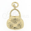 Oro Laminado Fancy Pendant, Gold Filled Style Purse Design, Diamond Cutting Finish, Golden Finish, 5.183.032