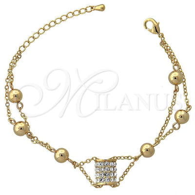Oro Laminado Fancy Bracelet, Gold Filled Style with White Crystal, Polished, Golden Finish, 03.171.0002 (05 MM for wholesale, main product view