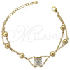 Oro Laminado Fancy Bracelet, Gold Filled Style with White Crystal, Polished, Golden Finish, 03.171.0002 (05 MM Thickness, 7 Inches Length)
