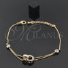 Oro Laminado Fancy Bracelet, Gold Filled Style with White Crystal, Polished, Golden Finish, 03.171.0001 (8 Inches Length)