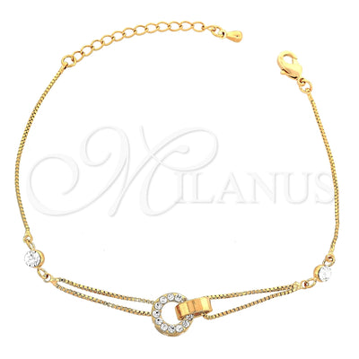 Oro Laminado Fancy Bracelet, Gold Filled Style with White Crystal, Polished, Golden Finish, 03.171.0001 (8 for wholesale, main product view