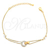 Oro Laminado Fancy Bracelet, Gold Filled Style with White Crystal, Polished, Golden Finish, 03.171.0001 (8 Inches Length)