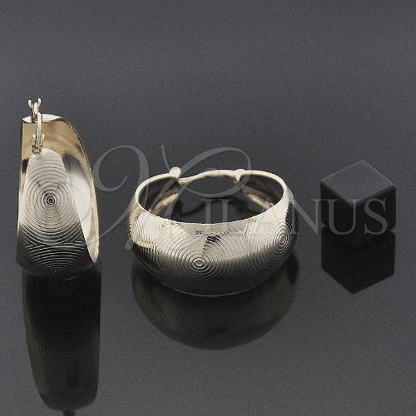 Oro Laminado Medium Hoop, Gold Filled Style Spiral Design, Diamond Cutting Finish, Golden Finish, 5.150.016.30