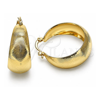 Oro Laminado Medium Hoop, Gold Filled Style Spiral Design, Diamond Cutting Finish, Golden Finish, 5.150.016.30