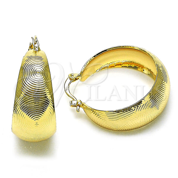 Oro Laminado Medium Hoop, Gold Filled Style Spiral Design, Diamond Cutting Finish, Golden Finish, 5.150.016.30