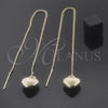 Oro Laminado Threader Earring, Gold Filled Style Heart Design, Polished, Golden Finish, 02.64.0582