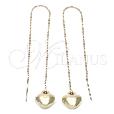 Oro Laminado Threader Earring, Gold Filled Style Heart Design, Polished, Golden Finish, 02.64.0582 for wholesale, main product view