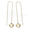 Oro Laminado Threader Earring, Gold Filled Style Heart Design, Polished, Golden Finish, 02.64.0582