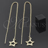 Oro Laminado Threader Earring, Gold Filled Style Star Design, Polished, Golden Finish, 02.64.0580
