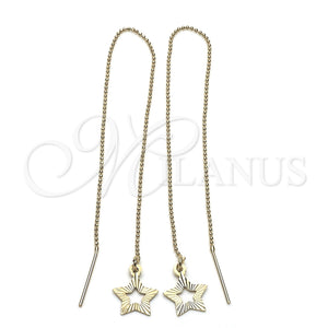 Oro Laminado Threader Earring, Gold Filled Style Star Design, Polished, Golden Finish, 02.64.0580