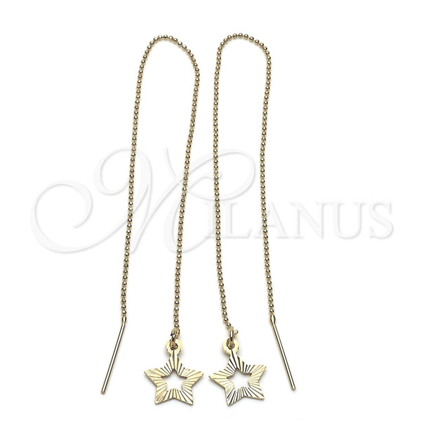 Oro Laminado Threader Earring, Gold Filled Style Star Design, Polished, Golden Finish, 02.64.0580