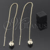 Oro Laminado Threader Earring, Gold Filled Style Heart Design, Polished, Golden Finish, 02.64.0579
