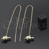 Oro Laminado Threader Earring, Gold Filled Style Heart Design, Polished, Golden Finish, 02.64.0543