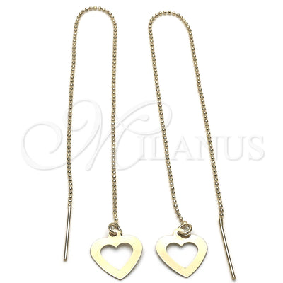 Oro Laminado Threader Earring, Gold Filled Style Heart Design, Polished, Golden Finish, 02.64.0542 for wholesale, main product view