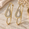 Oro Laminado Medium Hoop, Gold Filled Style Teardrop Design, with White Cubic Zirconia, Polished, Golden Finish, 5.152.017