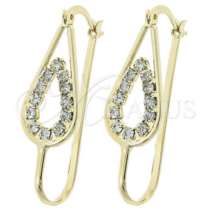 Oro Laminado Medium Hoop, Gold Filled Style Teardrop Design, with White Cubic Zirconia, Polished, Golden Finish, 5.152.017