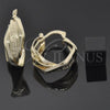 Oro Laminado Small Hoop, Gold Filled Style Twist and Greek Key Design, Diamond Cutting Finish, Golden Finish, 5.153.024