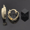 Oro Laminado Small Hoop, Gold Filled Style Twist and Greek Key Design, Polished, Golden Finish, 5.153.033