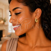 Oro Laminado Small Hoop, Gold Filled Style Heart Design, Diamond Cutting Finish, Golden Finish, 5.156.002