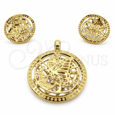 Oro Laminado Earring and Pendant Adult Set, Gold Filled Style Polished, Golden Finish, 10.119.0033STGG for wholesale, main product view