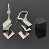 Oro Laminado Long Earring, Gold Filled Style Diamond Cutting Finish, Tricolor, 02.60.0005
