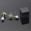 Oro Laminado Stud Earring, Gold Filled Style Ball Design, with Ivory Pearl, Polished, Golden Finish, 02.63.2116