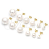 Oro Laminado Stud Earring, Gold Filled Style Ball Design, with Ivory Pearl, Polished, Golden Finish, 02.63.2118