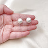 Oro Laminado Stud Earring, Gold Filled Style Ball Design, with Ivory Pearl, Polished, Golden Finish, 02.63.2130