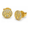 Oro Laminado Stud Earring, Gold Filled Style Bow Design, with White Micro Pave, Polished, Golden Finish, 02.63.1814