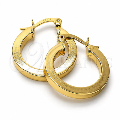 Oro Laminado Small Hoop, Gold Filled Style Matte Finish, Golden Finish, 102.03