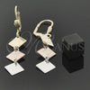 Oro Laminado Long Earring, Gold Filled Style Brushed Finish, Tricolor, 02.63.2183