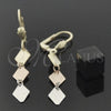 Oro Laminado Long Earring, Gold Filled Style Brushed Finish, Tricolor, 02.63.2184