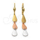 Arete Largo 02.63.2185 Oro Laminado, Diseño de Gota, Pulido, Tres Tonos