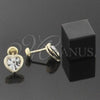 Oro Laminado Stud Earring, Gold Filled Style Heart Design, with Garnet Crystal, Polished, Golden Finish, 02.09.0028