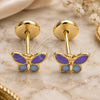 Oro Laminado Stud Earring, Gold Filled Style Butterfly Design, Enamel Finish, Golden Finish, 02.09.0039