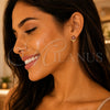 Oro Laminado Stud Earring, Gold Filled Style Flower Design, Red Enamel Finish, Golden Finish, 02.09.0044