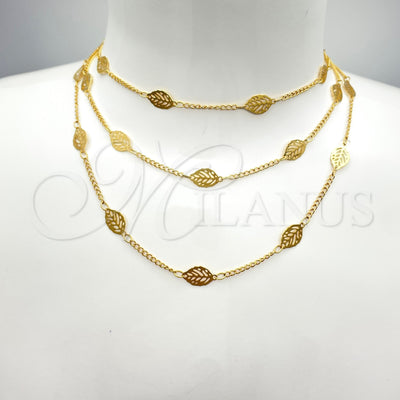 Oro Laminado Fancy Necklace, Gold Filled Style Leaf and Filigree Design, Polished, Golden Finish, 06.09.0001.24 for wholesale, main product view