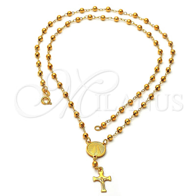 Oro Laminado Medium Rosary, Gold Filled Style Caridad del Cobre and Crucifix Design, Polished, Golden Finish for wholesale, main product view