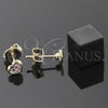 Oro Laminado Stud Earring, Gold Filled Style Heart and Smile Design, Pink Enamel Finish, Golden Finish, 5.126.094.1 *PROMO*