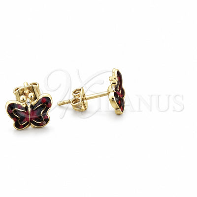 Oro Laminado Stud Earring, Gold Filled Style Butterfly Design, Multicolor Enamel Finish, Golden Finish, 5.126.096.1 *PROMO*