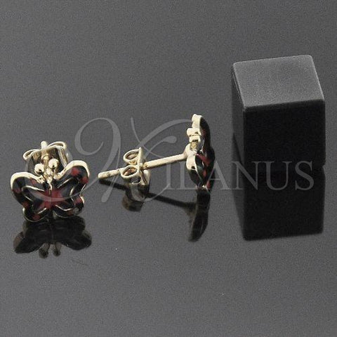 Oro Laminado Stud Earring, Gold Filled Style Butterfly Design, Multicolor Enamel Finish, Golden Finish, 5.126.096.1 *PROMO*