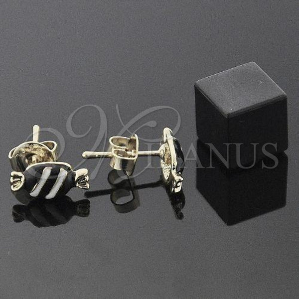Oro Laminado Stud Earring, Gold Filled Style Candy Design, Black Enamel Finish, Golden Finish, 5.126.098.2 *PROMO*