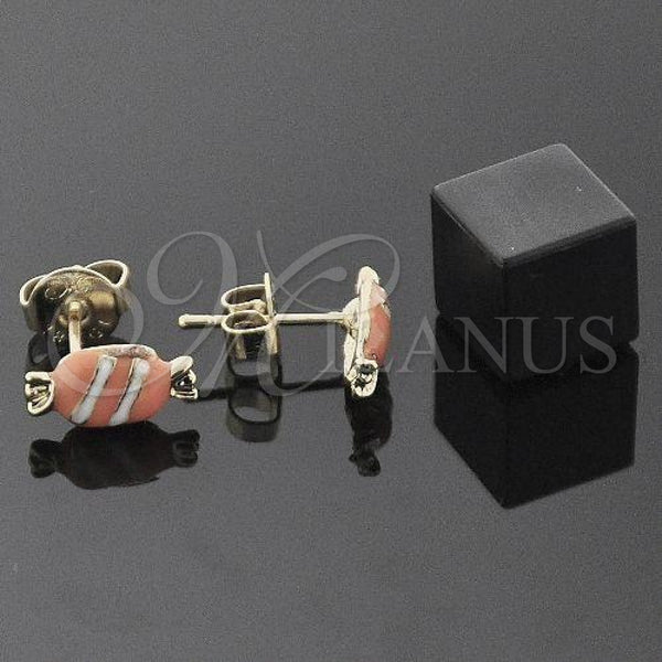 Oro Laminado Stud Earring, Gold Filled Style Candy Design, Orange Enamel Finish, Golden Finish, 5.126.098.3 *PROMO*
