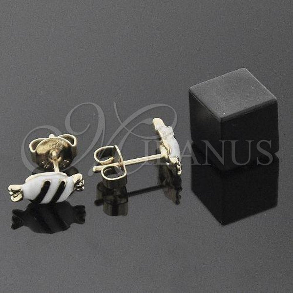 Oro Laminado Stud Earring, Gold Filled Style Candy Design, White Enamel Finish, Golden Finish, 5.126.098.4 *PROMO*