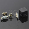 Oro Laminado Stud Earring, Gold Filled Style Candy Design, Blue Enamel Finish, Golden Finish, 5.126.098.8 *PROMO*