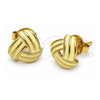 Oro Laminado Stud Earring, Gold Filled Style Love Knot Design, White Enamel Finish, Golden Finish, 5.126.054.3 *PROMO*